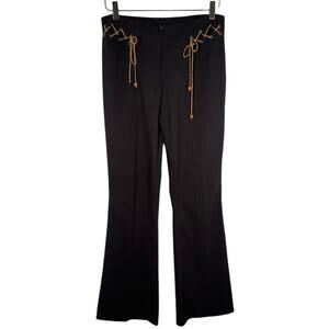 2B Clothing Vintage Lace Up Boot Cut Trouser Pants M Black High Rise Gothic